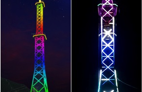 鐵塔亮化怎么做?光臣LED全彩護欄管應用