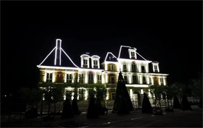 光臣照明led暖白洗墻燈 法式風情小鎮夜景亮化效果展現